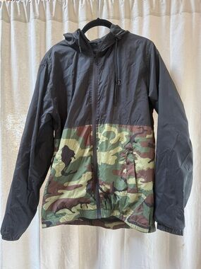 Volcom Black and Camouflage Windbreaker Jacket
